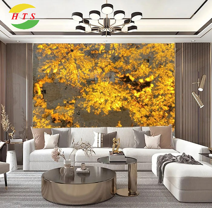 tranh đá thạch anh xuyên sáng vàng